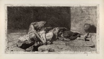 Árabe vigilando el cuerpo de un amigo de Marià Fortuny
